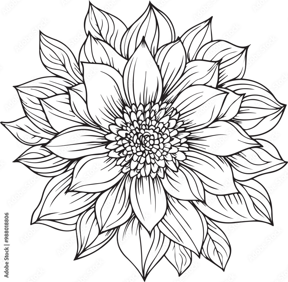 Fototapeta premium Floral flower mandala outline vector for coloring pages, attractive and simple mandala design.