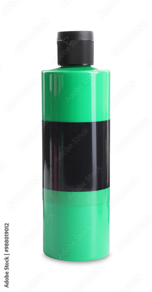 Green acrylic paint in bottle isolated on white Green acrylic paint in bottle isolated on white
