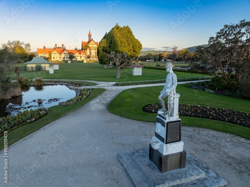 Boer war memorial statue in the Government Gardens, Rotorua, Bay of Plenty, New Zealand. photo