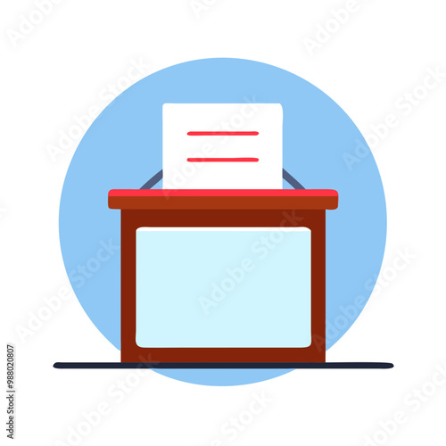 Ballot box with voting paper icon