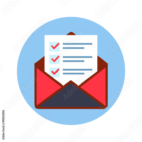 Envelope with a voting ballot and checkmarks icon