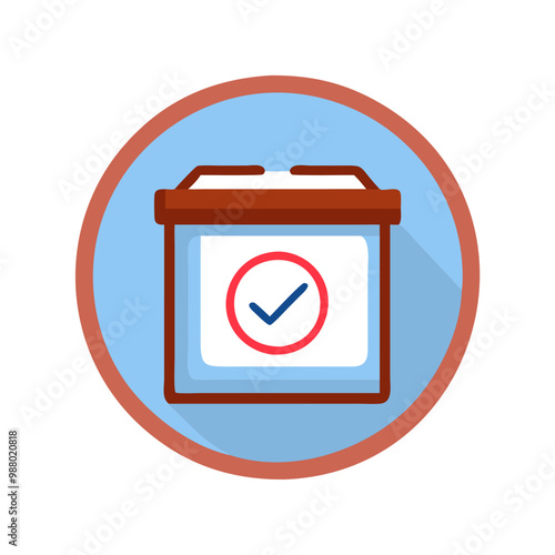 Ballot box with checkmark and vote label icon