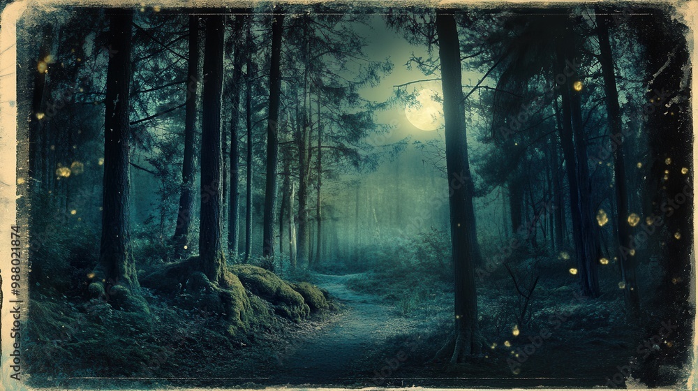 Fototapeta premium Mystical Forest with Moonlight Glow