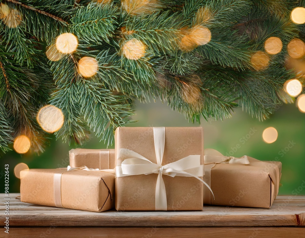 A banner featuring gifts beneath a Christmas tree A banner featuring gifts beneath a Christmas tree