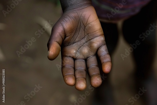 ai generative a small black child's hand is raised