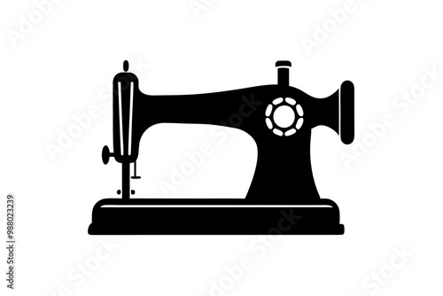 sewing machine silhouette icon, Manual Sew illustration