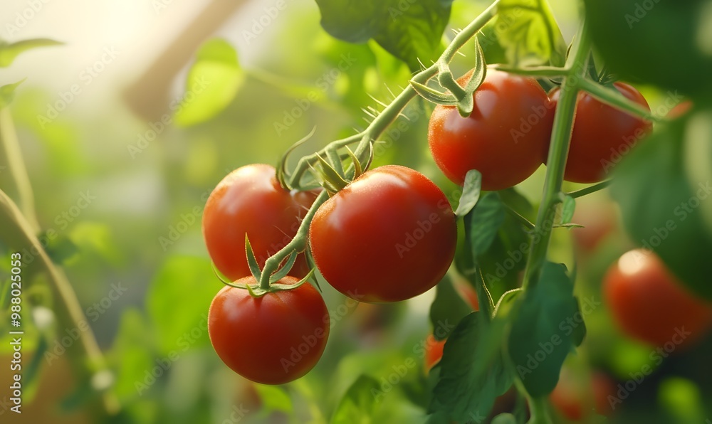 tomato vine with plump tomatoes, Generative AI tomato vine with plump tomatoes, Generative AI