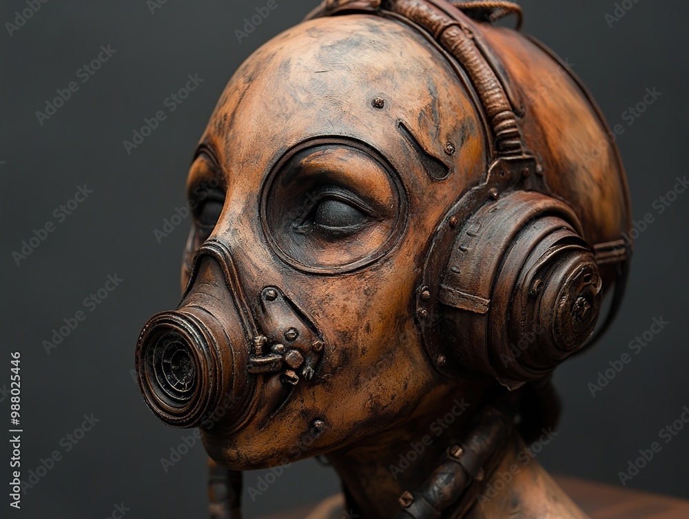 Steampunk Gas Mask Sculpture: Futuristic Art Steampunk Gas Mask Sculpture: Futuristic Art