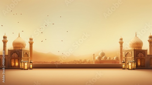 Eid mubarak greetings with islamic background