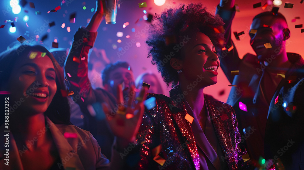 People Dancing at Party with Colorful Lights and Energy People Dancing at Party with Colorful Lights and Energy