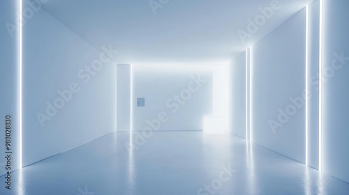 Minimalist White Room with Neon Lights