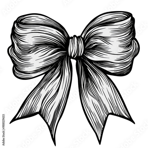 Sketched Bow and Ribbon Hand-Drawn Vintage