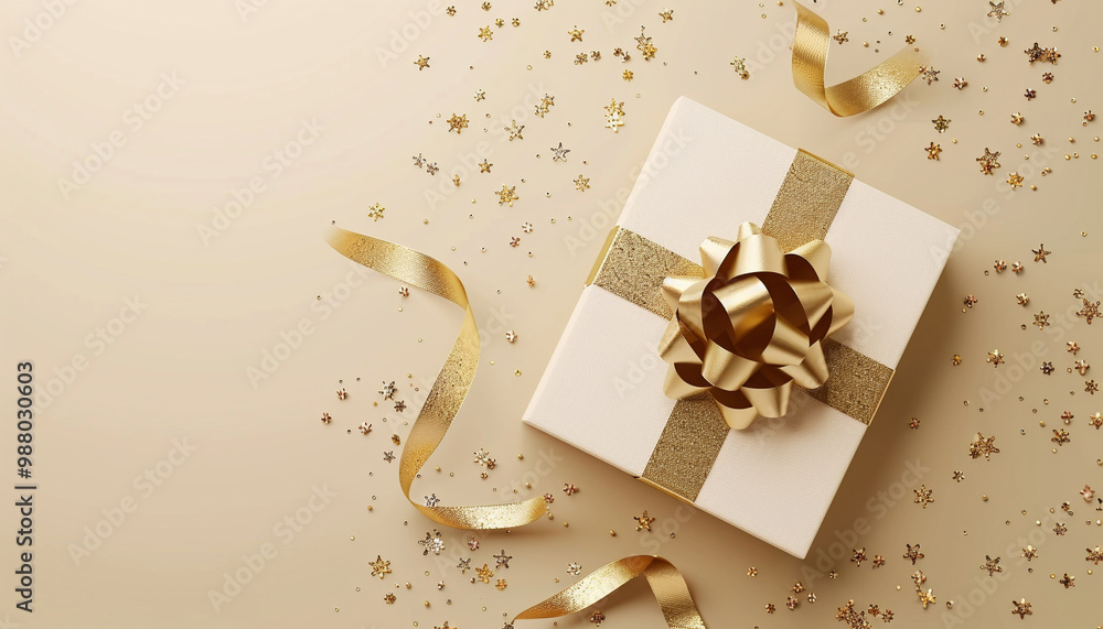 Gold and pink gifts with confetti on soft tones and empty space for text – perfect for celebrations and gift-giving Gold and pink gifts with confetti on soft tones and empty space for text – perfect for celebrations and gift-giving