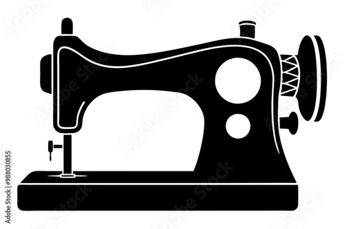 sewing machine vector icon,Silhouette sewing machine black color 