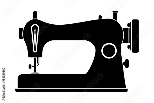 sewing machine vector icon,Silhouette sewing machine black color 