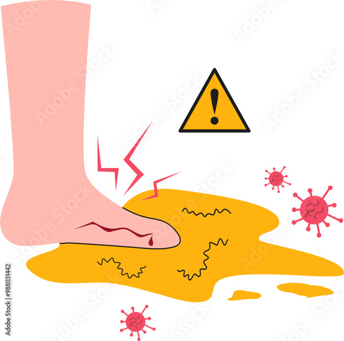 Leptospirosis illustration. Rat fever illustration. Leptospira bacteria.