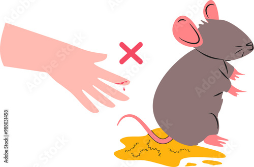 Leptospirosis illustration. Rat fever illustration. Leptospira bacteria.