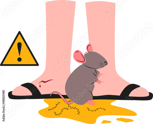 Leptospirosis illustration. Rat fever illustration. Leptospira bacteria.