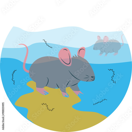 Leptospirosis illustration. Rat fever illustration. Leptospira bacteria.