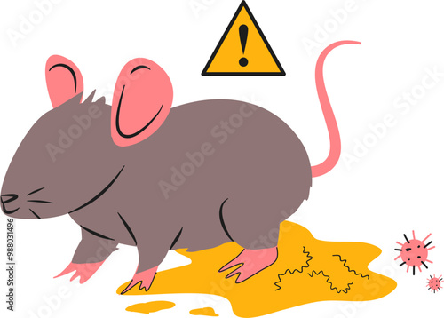 Leptospirosis illustration. Rat fever illustration. Leptospira bacteria.