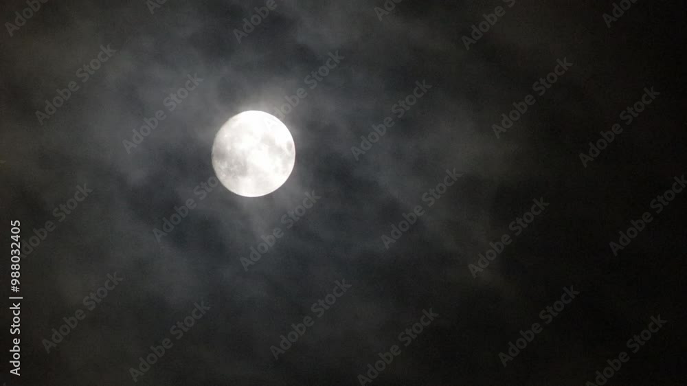 Full moon revolves around the earth in a black sky at night. Full moon revolves around the earth in a black sky at night.