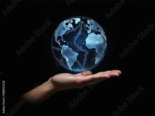 A Person Holding a World Globe Hologram In His Hands