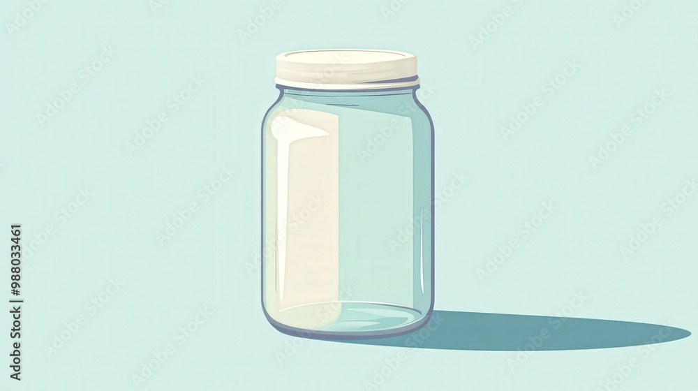 Minimalistic 2D Flat Vector Glass Jar Illustration with Pastel Accents on Transparent Background Minimalistic 2D Flat Vector Glass Jar Illustration with Pastel Accents on Transparent Background