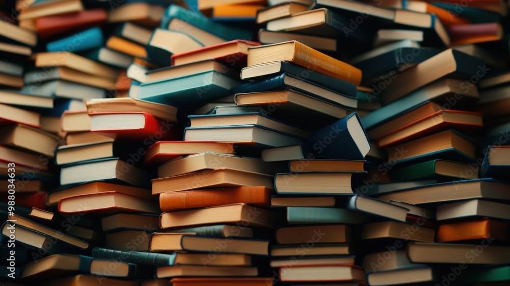 A vibrant stack of colorful books fills the frame, showcasing a variety of sizes and spines, perfect for literary themes. A vibrant stack of colorful books fills the frame, showcasing a variety of sizes and spines, perfect for literary themes.