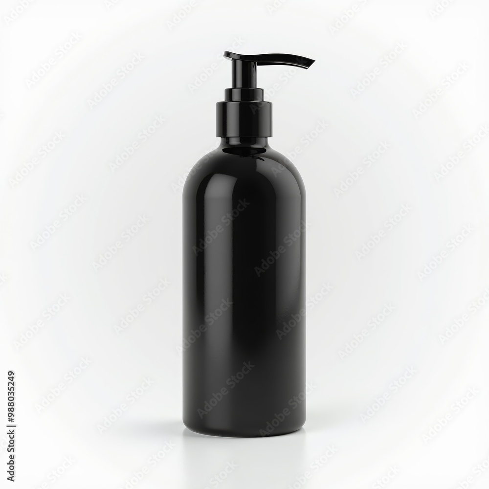 Realistic black bottle with batcher pump, for gel, soap, body wash, lotion, shampoo, on white background. Realistic black bottle with batcher pump, for gel, soap, body wash, lotion, shampoo, on white background.