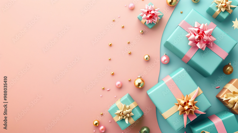 Fototapeta premium Colorful gift boxes – perfect for festive occasions and celebrations