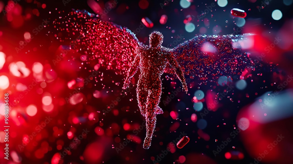 Illustrate a dynamic, photorealistic view of a microscopic immune gladiator battling disease Illustrate a dynamic, photorealistic view of a microscopic immune gladiator battling disease