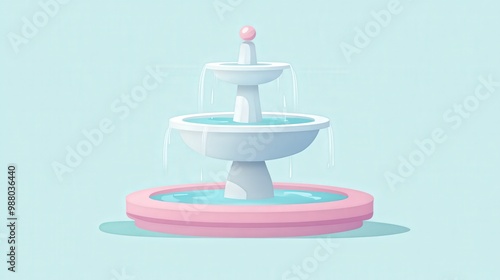 Wallpaper Mural Minimalistic 2D Flat Design Water Fountain for Indoor Use on Transparent Background with Pastel Colors Torontodigital.ca