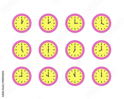 Summer clock icon design with pitaya, dragon fruit. Collection of fruit icons of time.