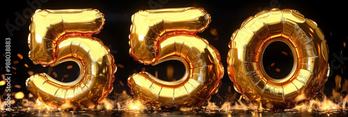 Gold balloon number 550 on fire photo