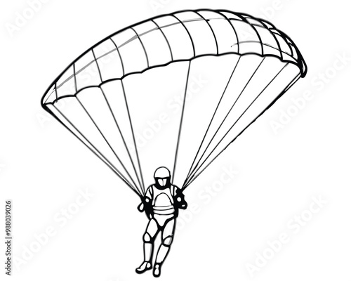 Skydivers with parachutes vector silhouette