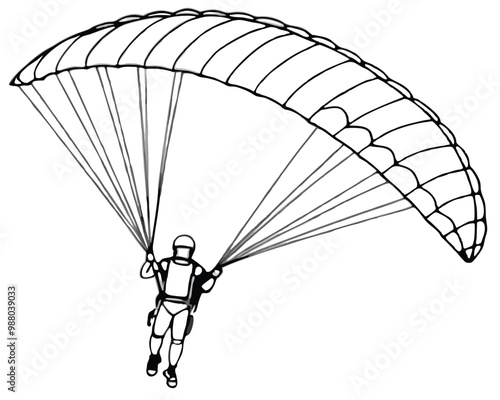 Skydivers with parachutes vector silhouette