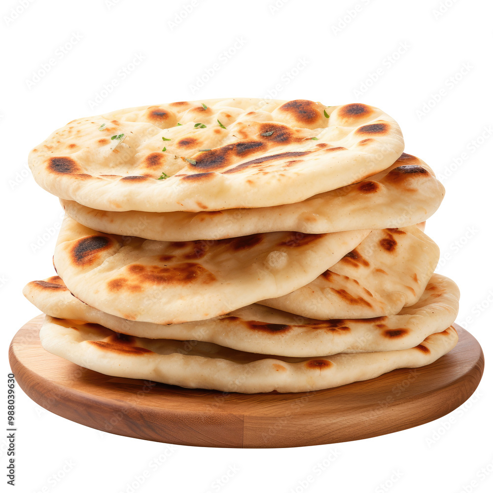 naan roti isolated on transparent white background, clipping path naan roti isolated on transparent white background, clipping path