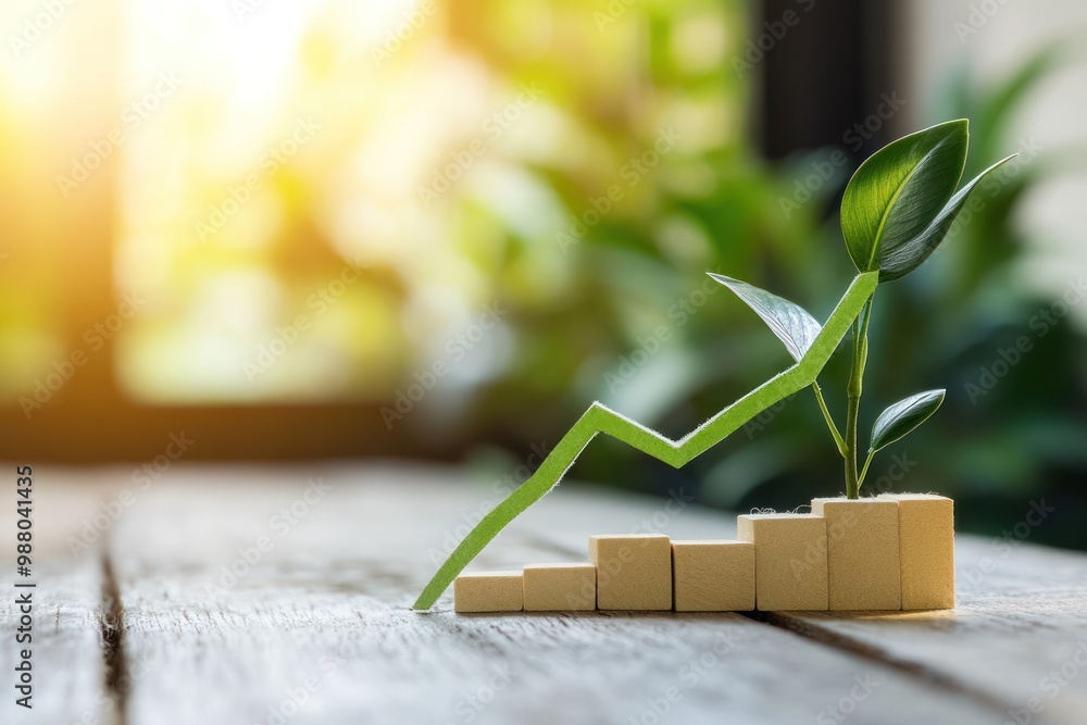 Growing economy with upward trend graph on solid white background, single object Growing economy with upward trend graph on solid white background, single object