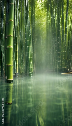 reflection water atmosphere bamboo zen bamboo water relaxation mirror image thalasso therapy green zen equipoise design wellness nature organic bio white concept conceptual environment feng beauty photo