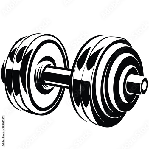 Gym equipment dumbbell vector silhouette