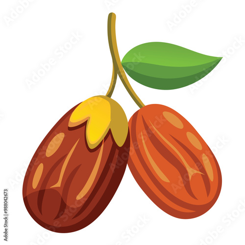 Date fruit illustration on white background.