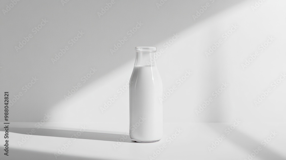 Milk on white background, with the glass or bottle placed directly on a clean, white surface, emphasizing the purity and simplicity of milk. Milk on white background, with the glass or bottle placed directly on a clean, white surface, emphasizing the purity and simplicity of milk.