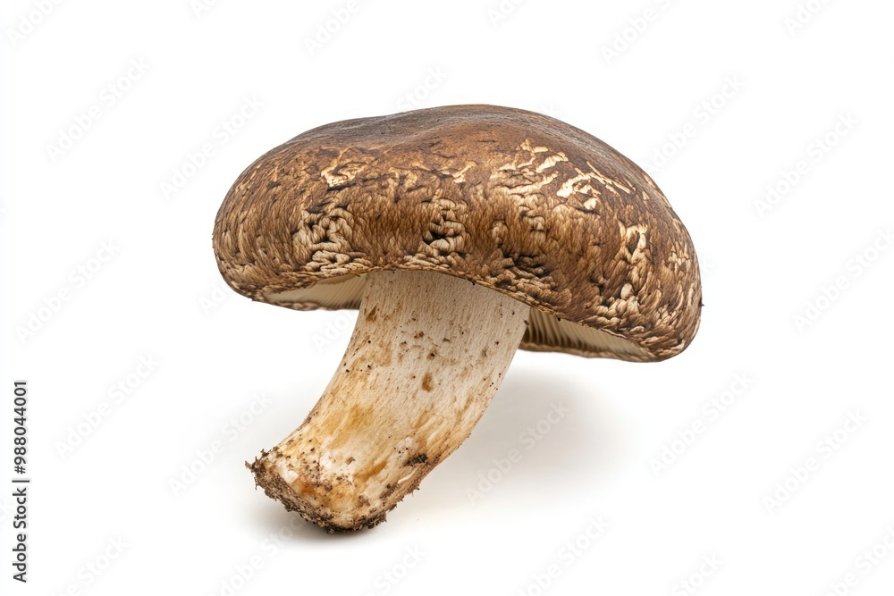 Shiitake mushroom on solid white background, single object Shiitake mushroom on solid white background, single object