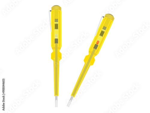 Voltage tester screwdriver on white background.