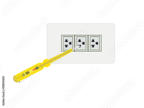 Voltage tester screwdriver on white background.