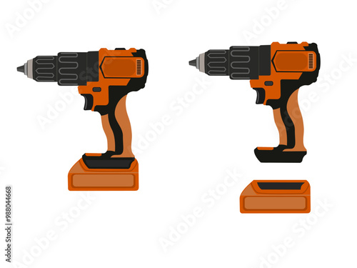 Electric drill on a white background.