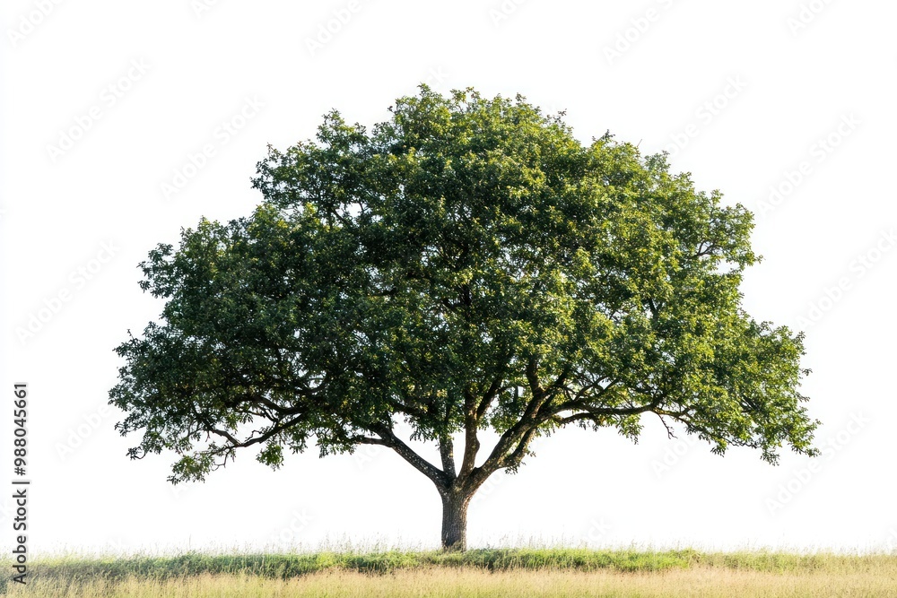 Fototapeta premium Tree background with subtle details on solid white background, single object