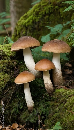 Wallpaper Mural funghi porcini boletus tre mushrooms three edulis  boletus mushroom boletus boletus mushroom black group fall background white family brown edible ingredient flora three vertical detail isolated Torontodigital.ca