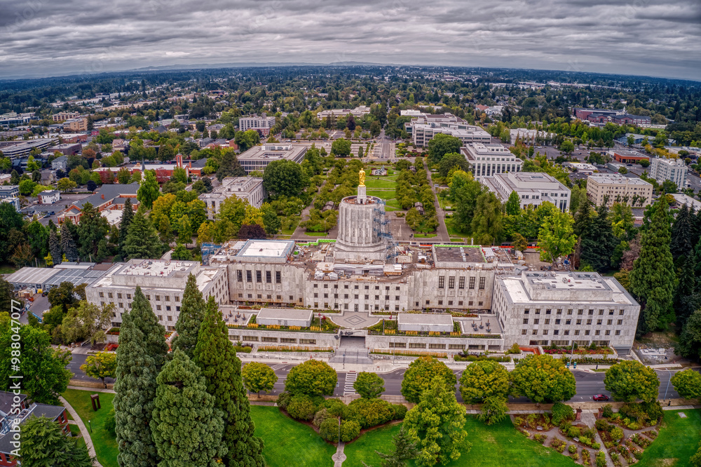 Aerial View of the Oregon State Capitol in Salem Aerial View of the Oregon State Capitol in Salem