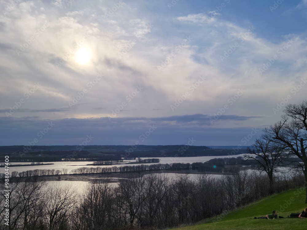 Fototapeta premium sunset over the river